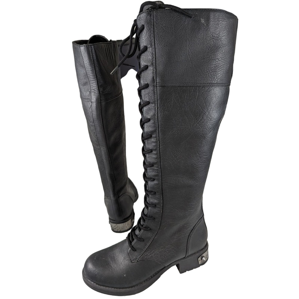NWOT! CIRCUS BY SAM EDELMAN! BLACK FAUX LEATHER MOTO/BIKER ZIP BOOTS! SZ 6M
